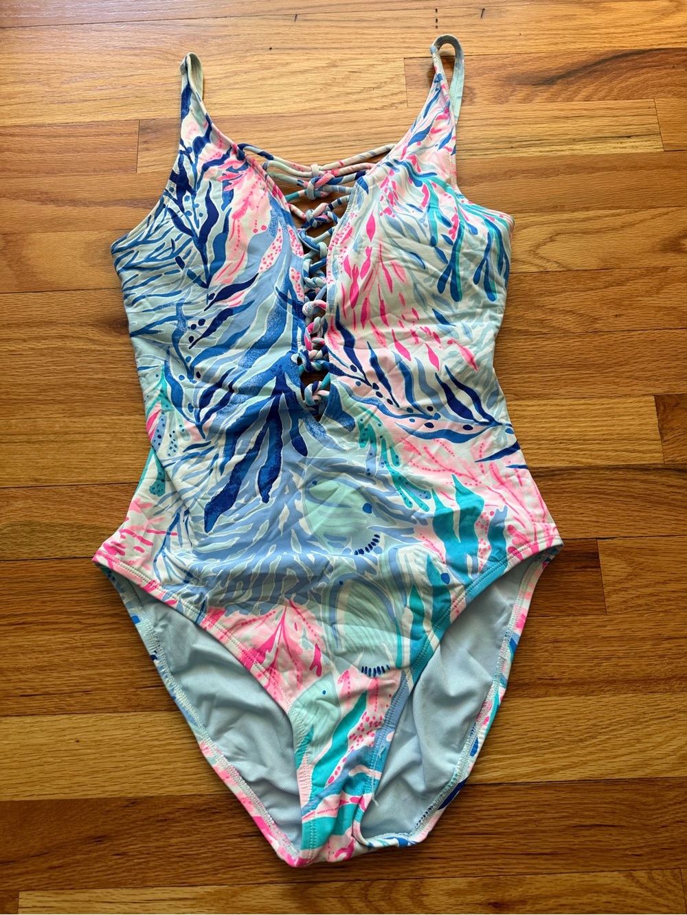 Lilly Pulitzer One-Piece Swimsuit in Blue, Pink & Teal Tropical Print